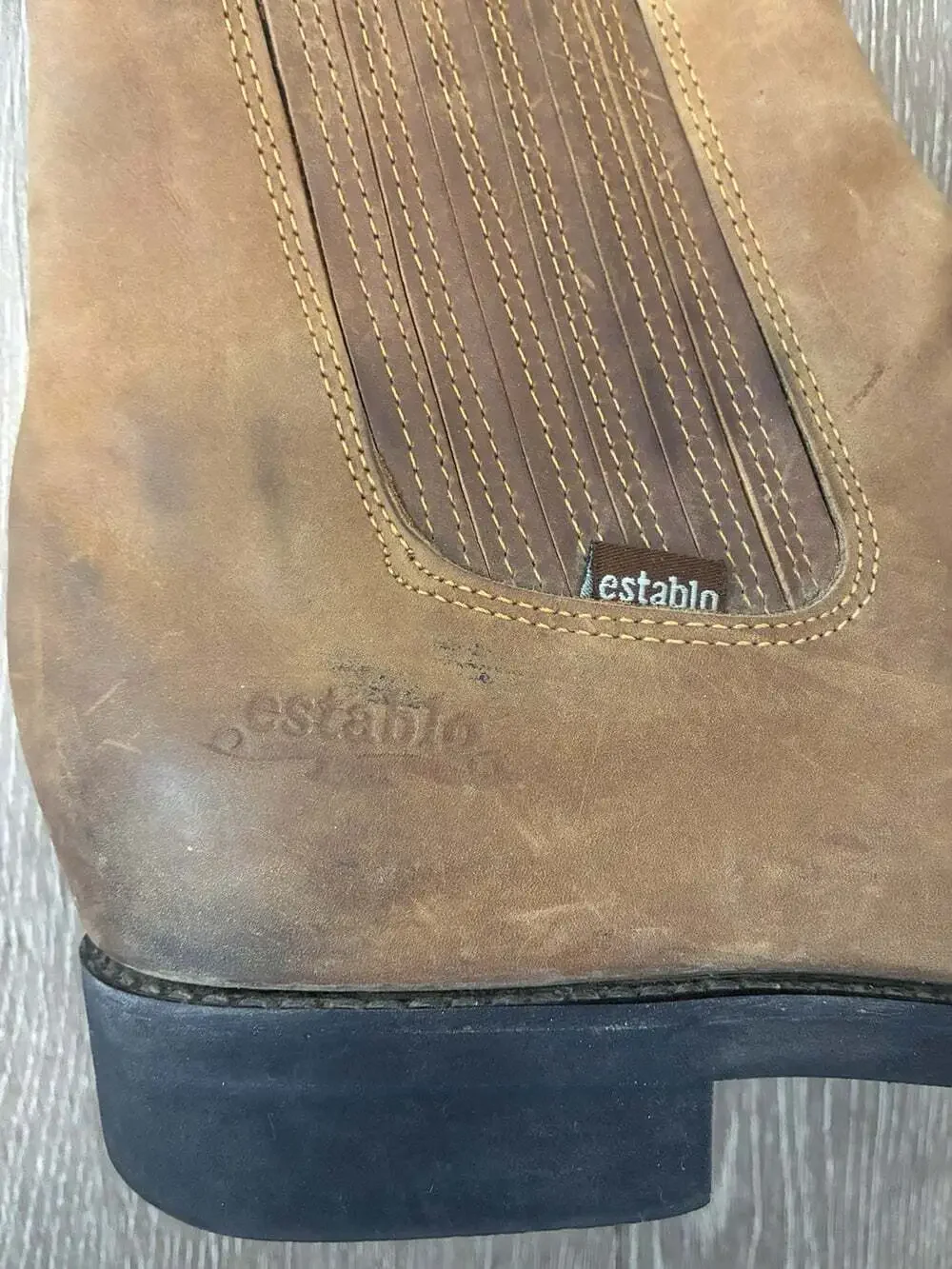 Establo Men’s Pull On Leather Boots Brown Work Boots Casual Everyday Size 10.5